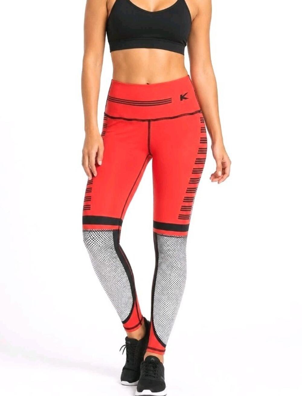 Koral ~Woman Size S~ Orange/Black Mid-Rise Leggings.
